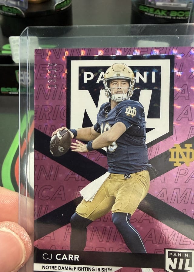 CJ Carr Panini pink prizm pulled live at Break Boss