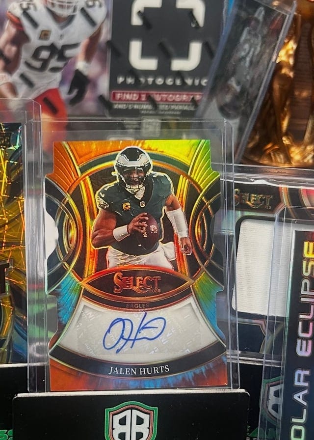 Jalen Hurts Select autograph pulled live at Break Boss