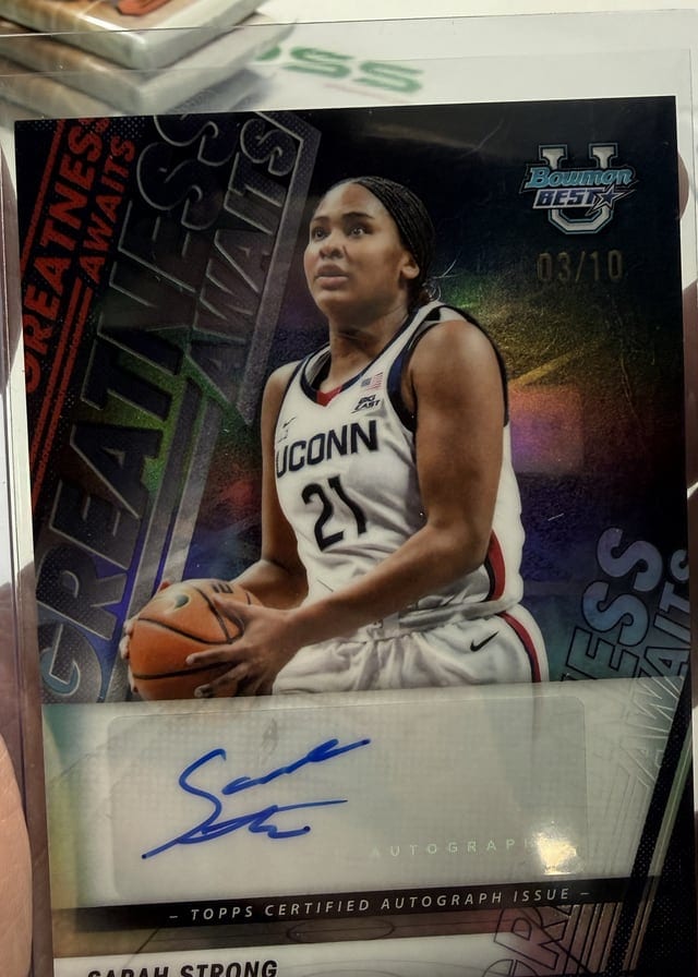 Sarah Strong Bowman Chrome autograph pulled live at Break Boss