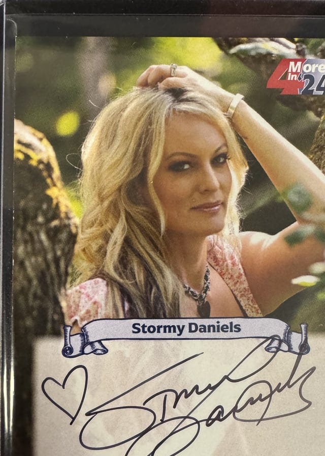 Stormy Daniels autograph card pulled live at Break Boss