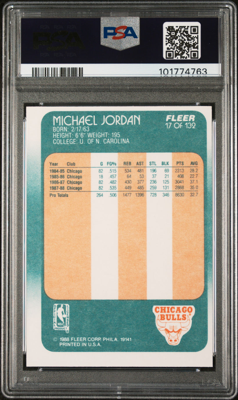 1988-89 Fleer Michael Jordan #17, back of the slab