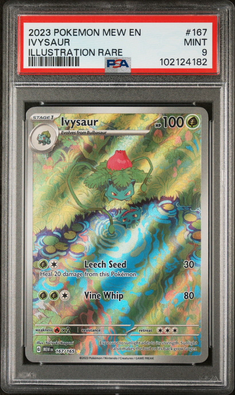 Ivysaur MEW 167/165 PSA 9, front of the slab