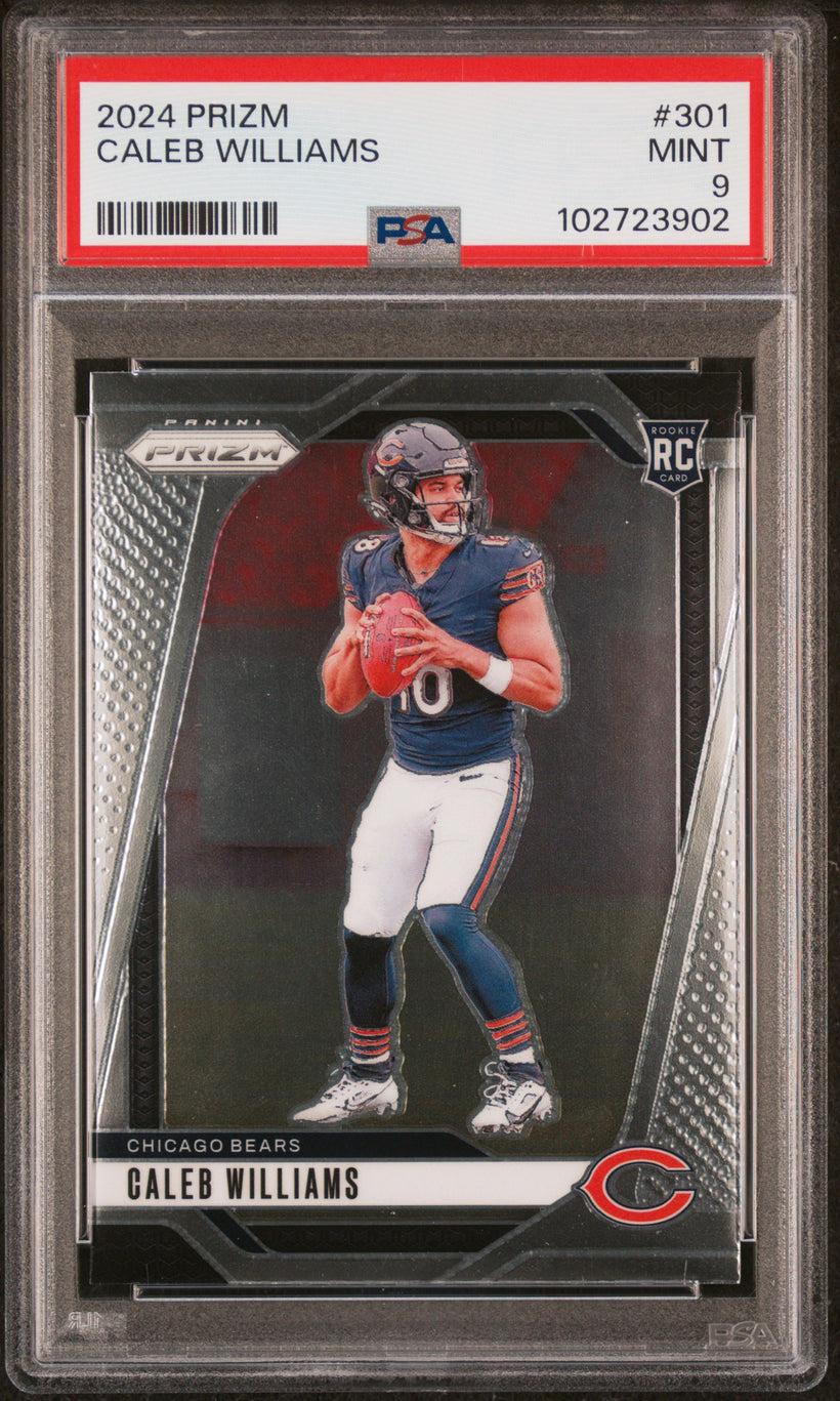 2024 Panini Prizm Caleb Williams #301 RC Chicago Bears PSA 9 MINT, front of the slab