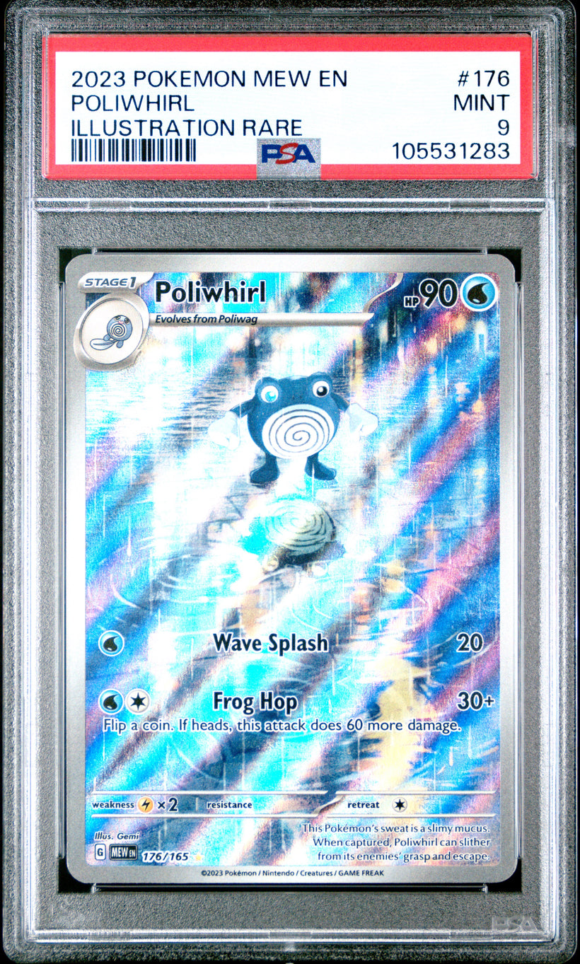 Poliwhirl MEW 176/165 PSA 9, front of the slab