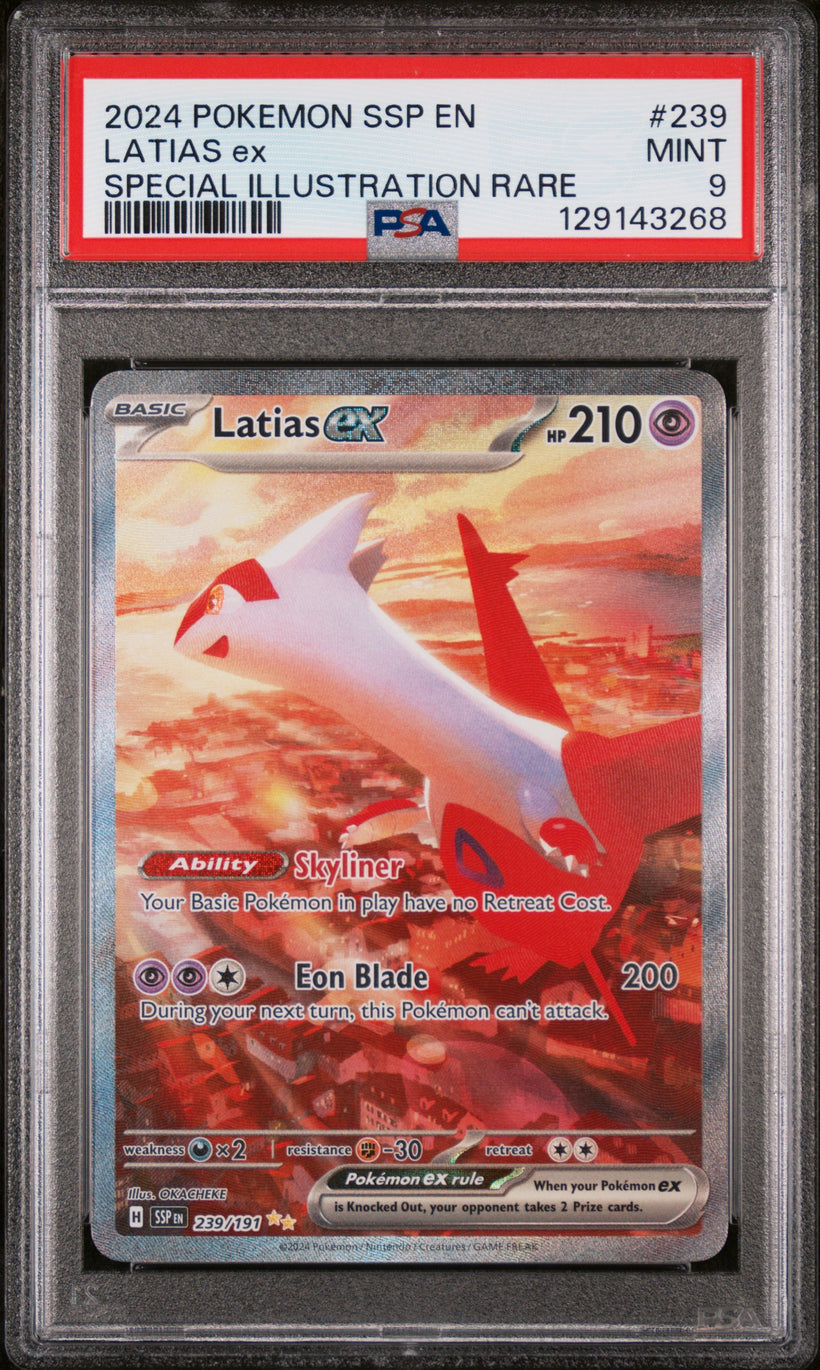 Latias ex #239 PSA 9, front of the slab