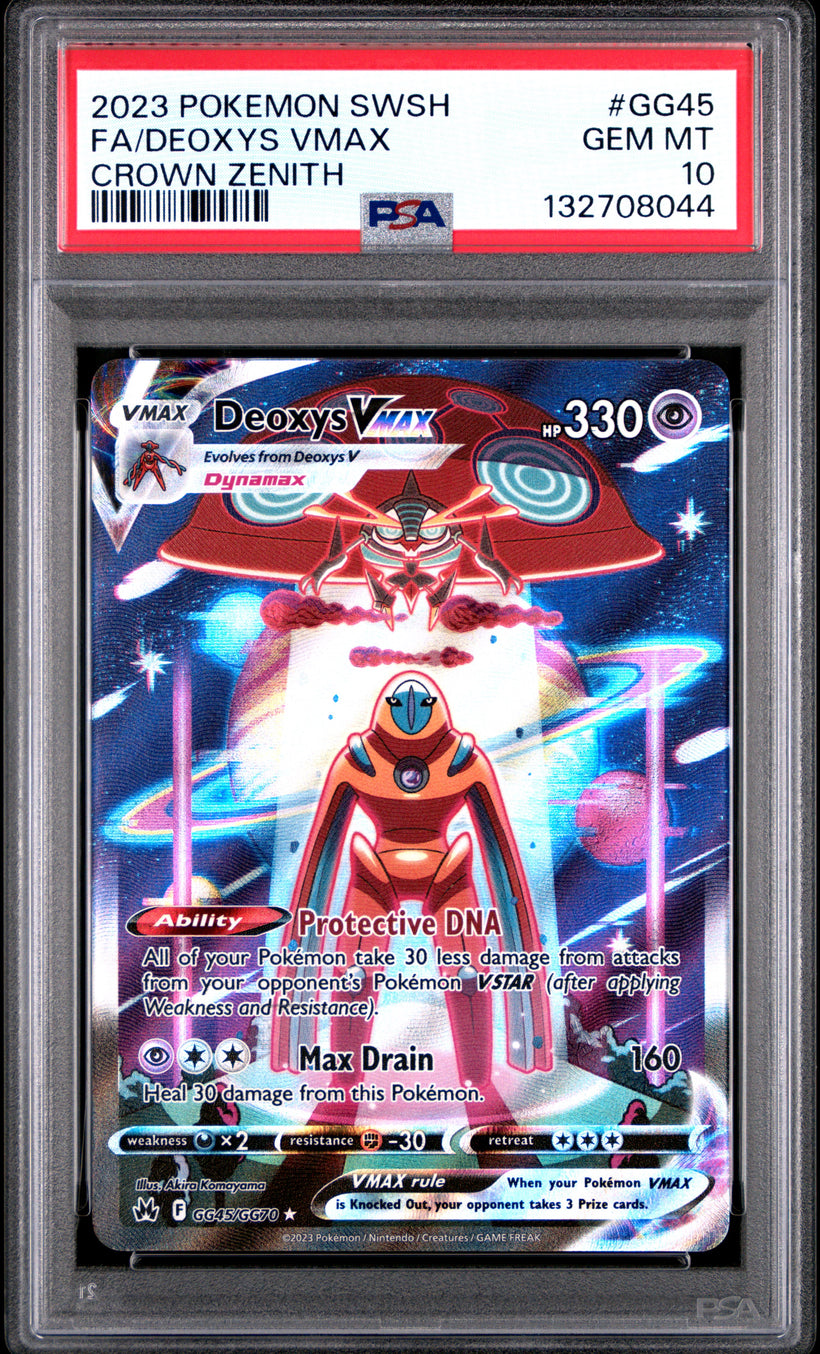 Deoxys Vmax GG45/GG70 Crown Zenith PSA 10, front of the slab