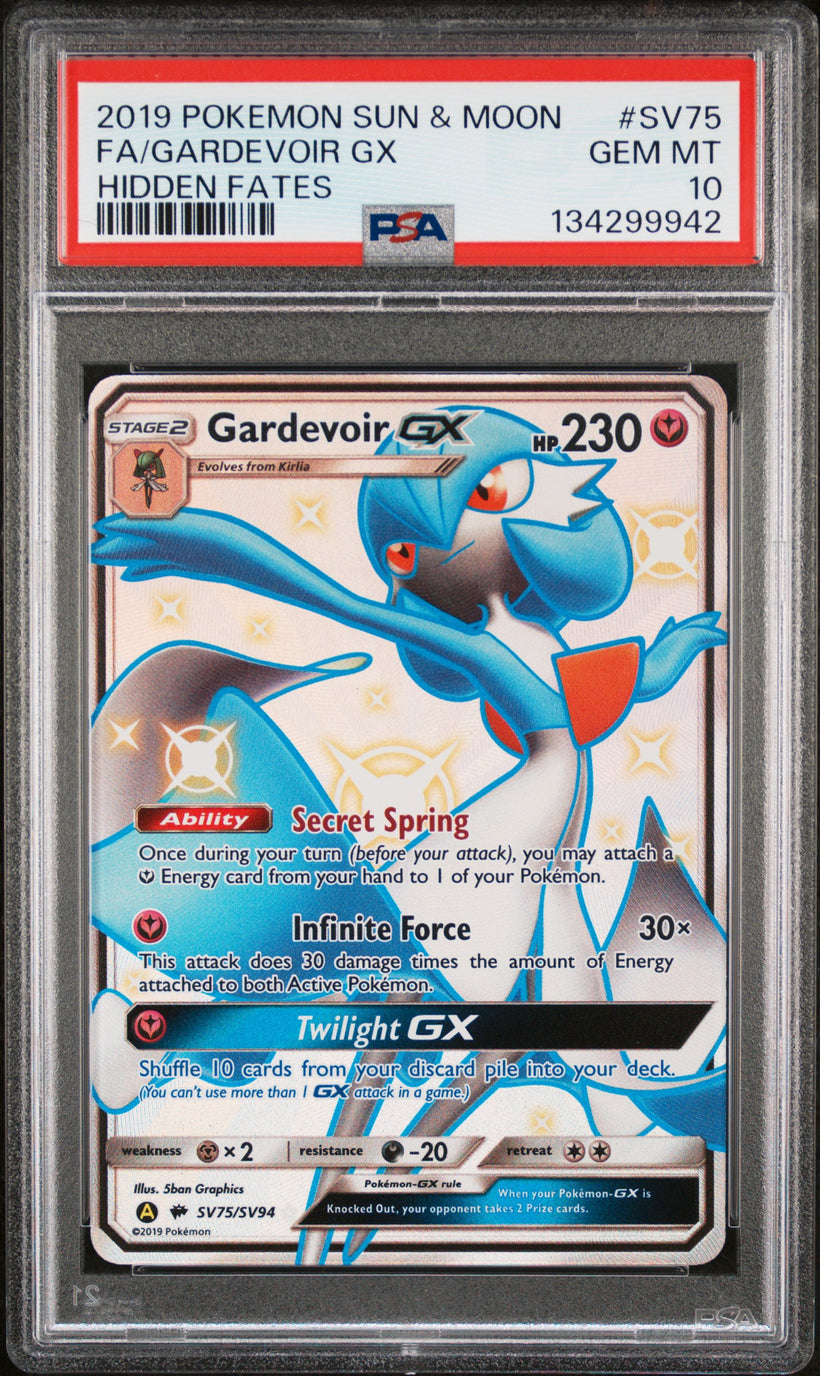 Gardevoir GX SV75/SV94 Hidden Fates PSA 10, front of the slab