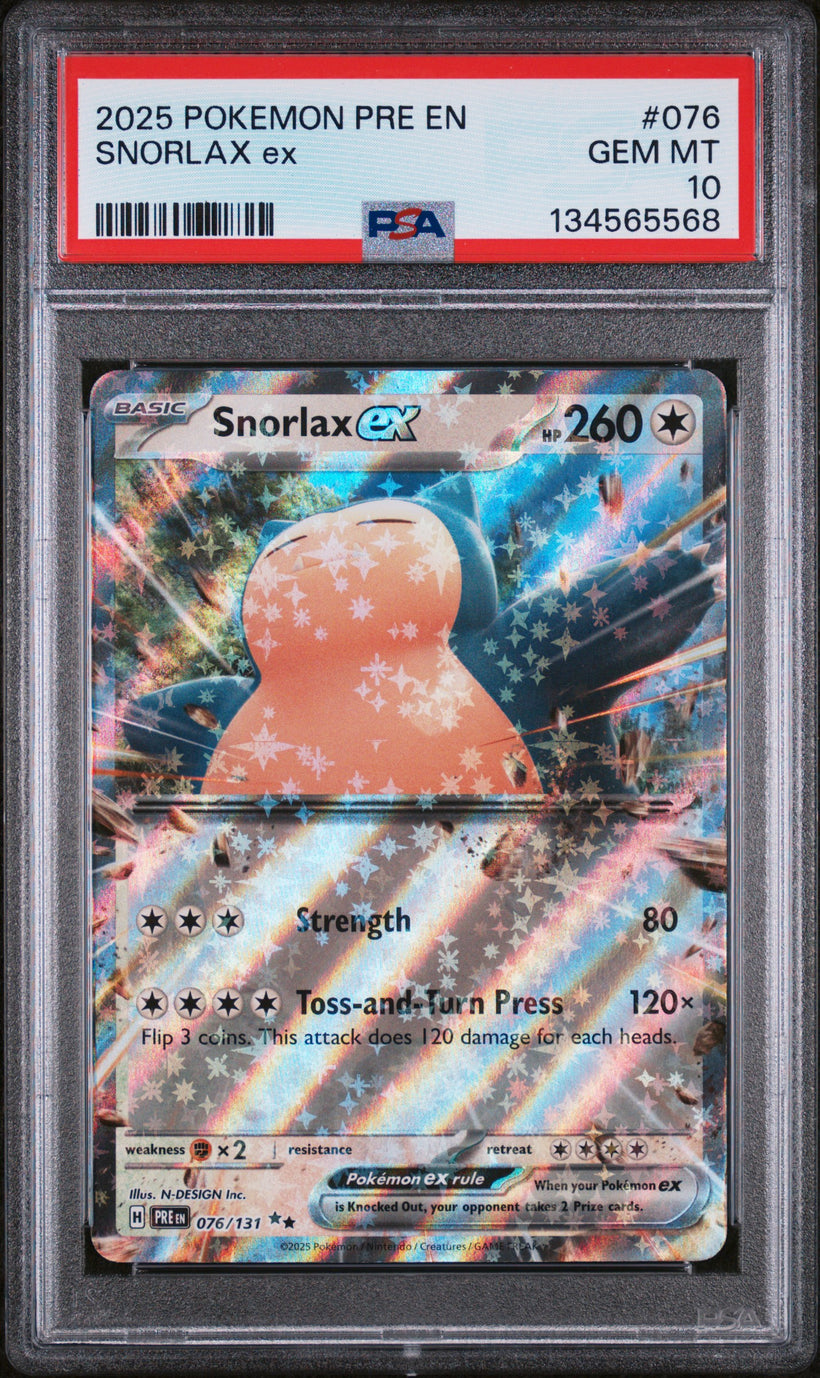 Snorlax ex PRE 076/131 PSA 10, front of the slab