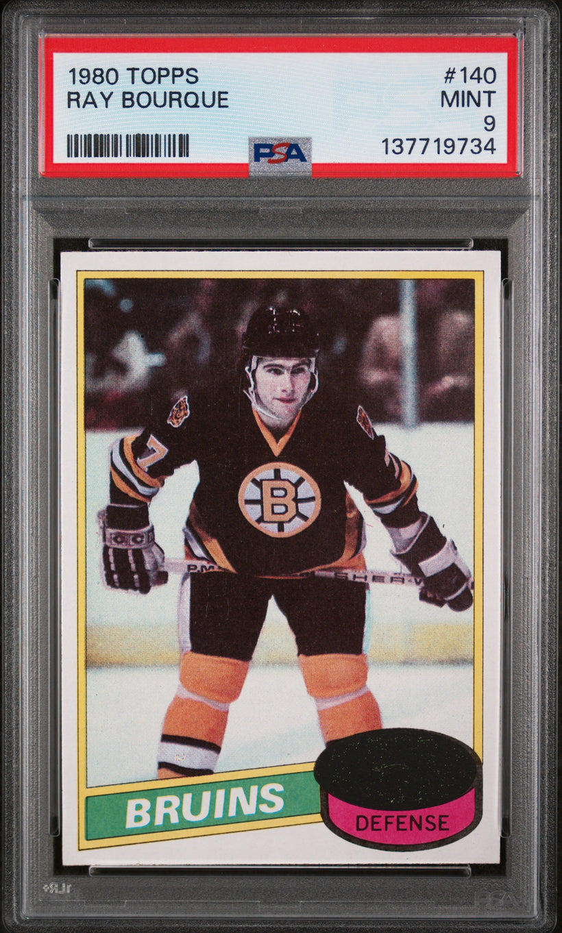 1980-81 Topps Ray Bourque #140 PSA 9 Rookie RC Bruins, front of the slab