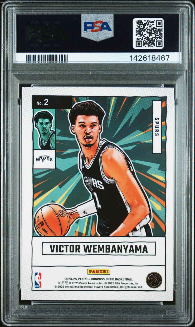 2024 Panini Donruss Optic Net Marvels Victor Wembanyama #2 PSA 10 GEM MT, back of the slab