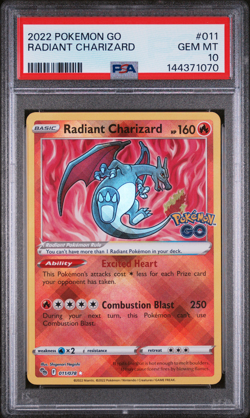 09 Radiant Charizard PSA 10, front of the slab