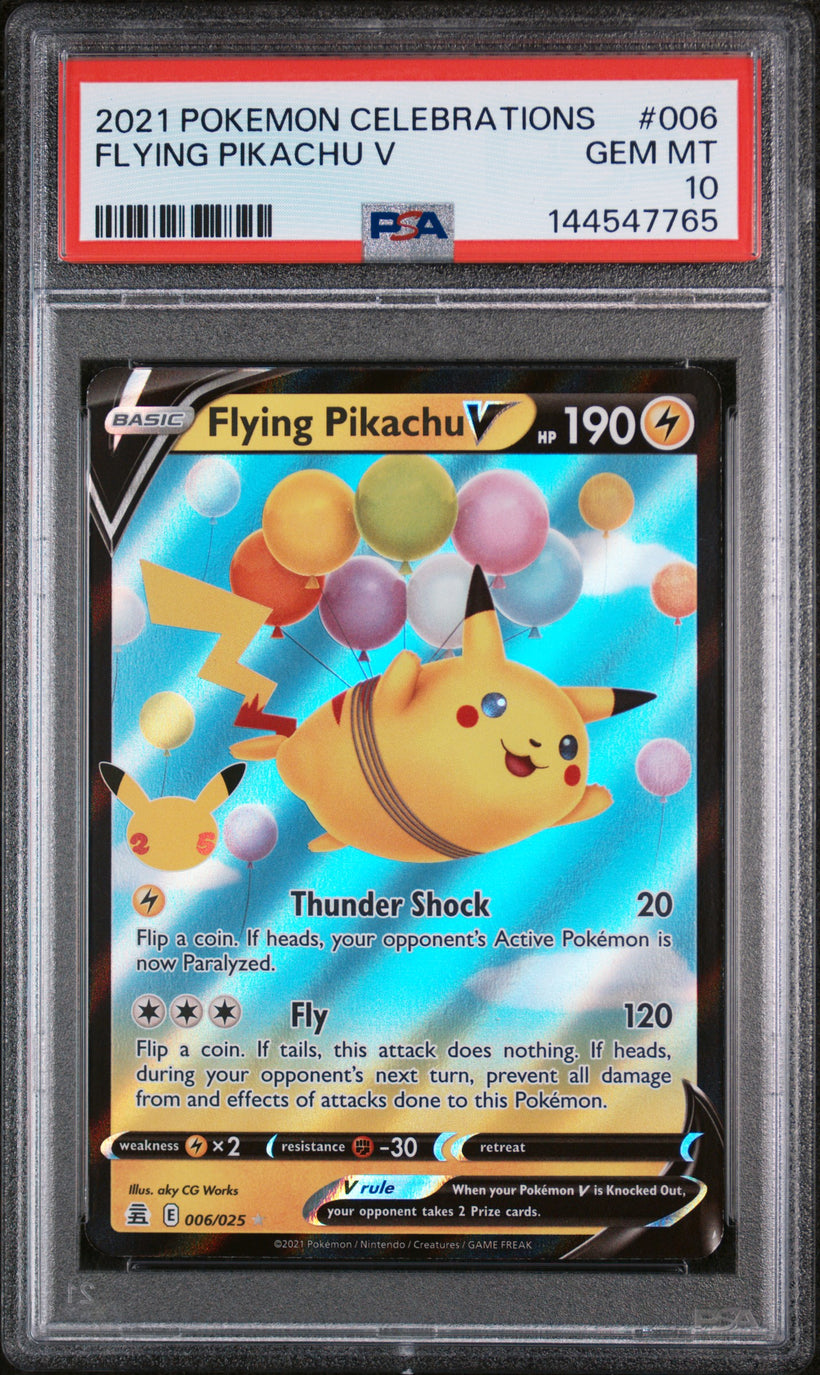 Flying Pikachu V 006/025 PSA 10, front of the slab