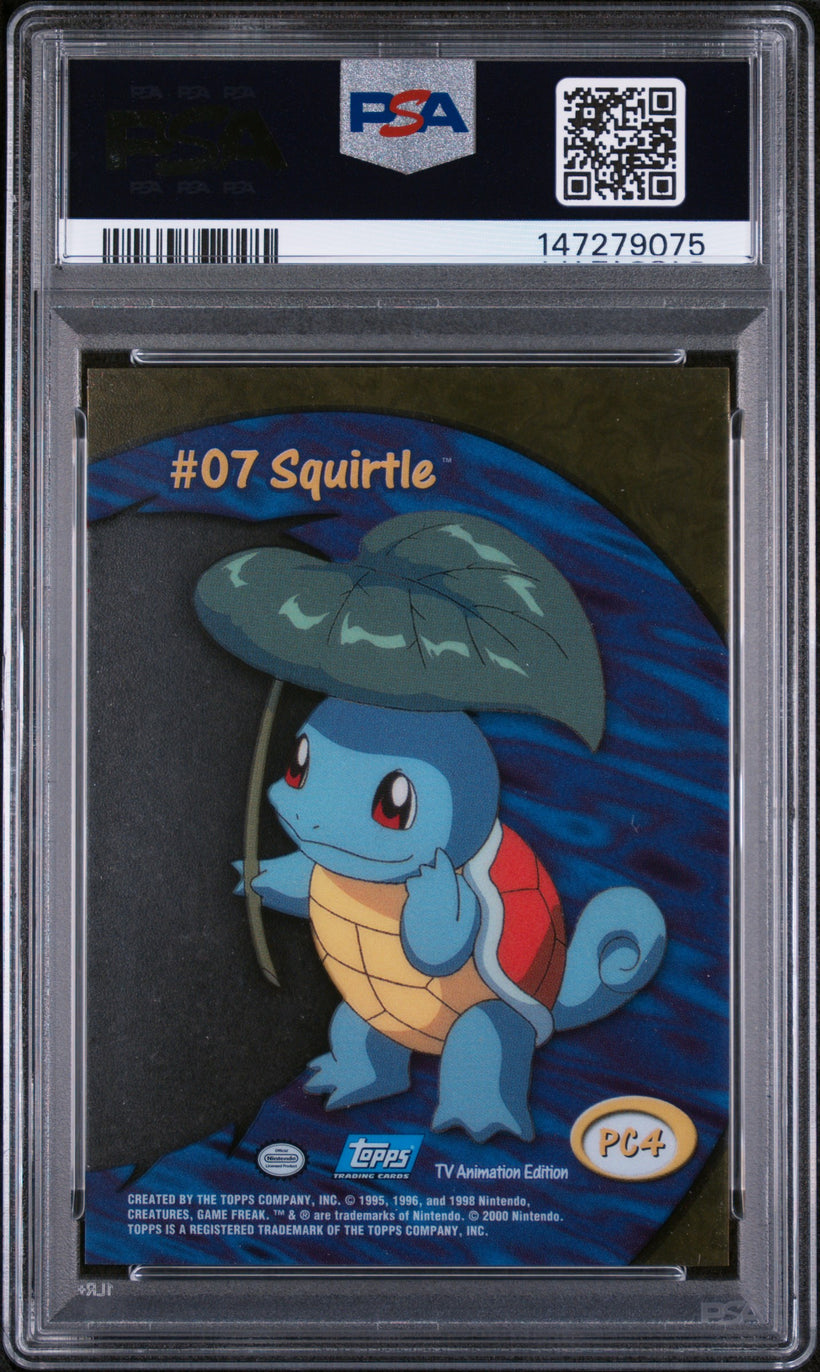 2000 Topps Pokemon TV Animation Clear Cards Squirtle #PC4 PSA 9 MINT, back of the slab