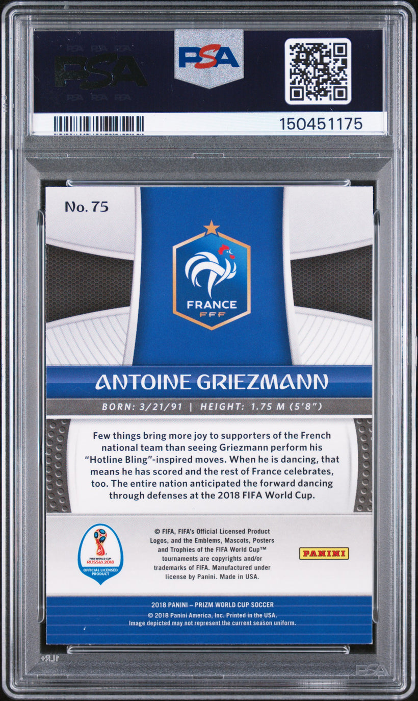 2018 Panini Prizm World Cup Antoine Griezmann #75 Cyrillic Text SSP PSA 9, back of the slab
