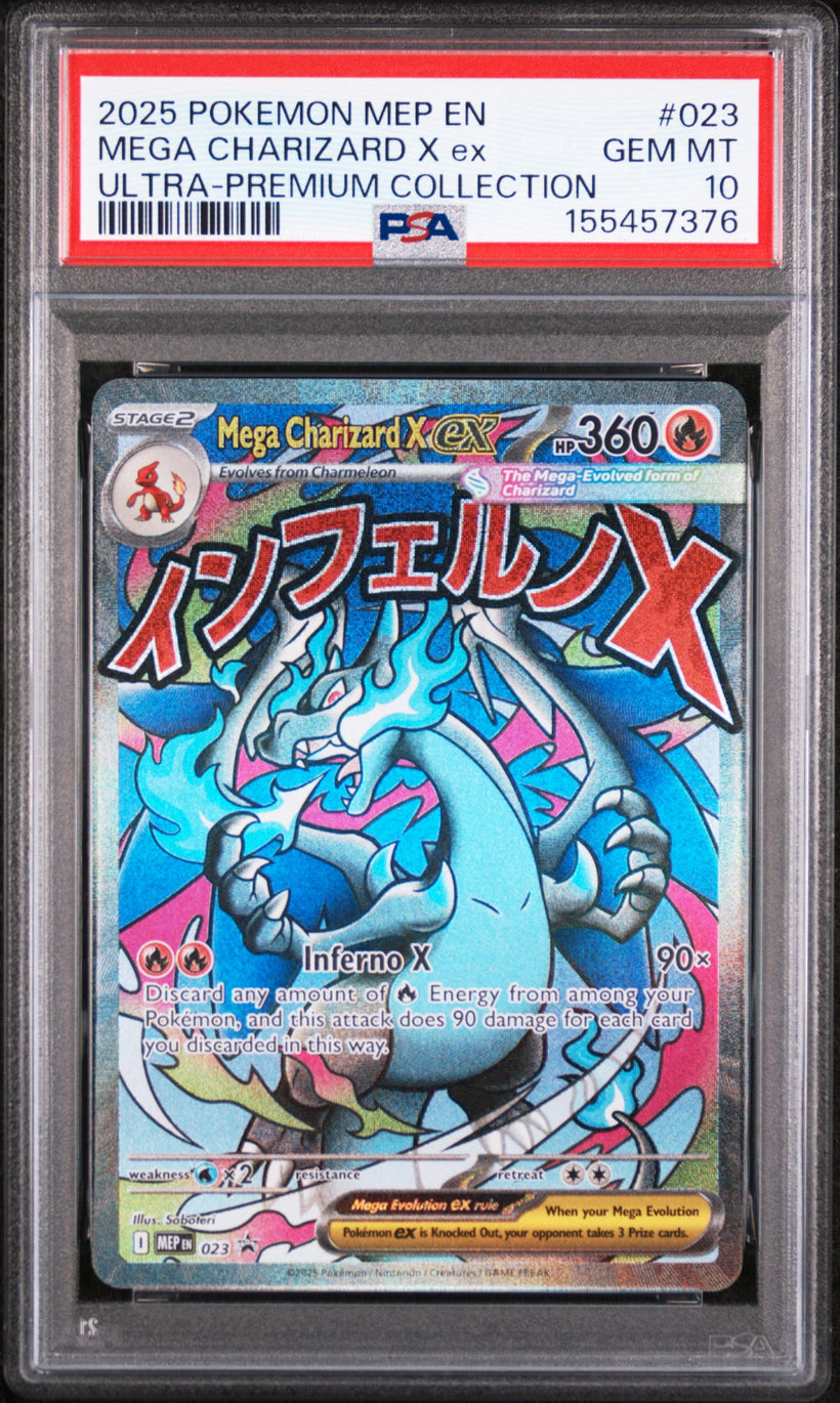Mega Charizard X ex MEP 023 PSA 10, front of the slab