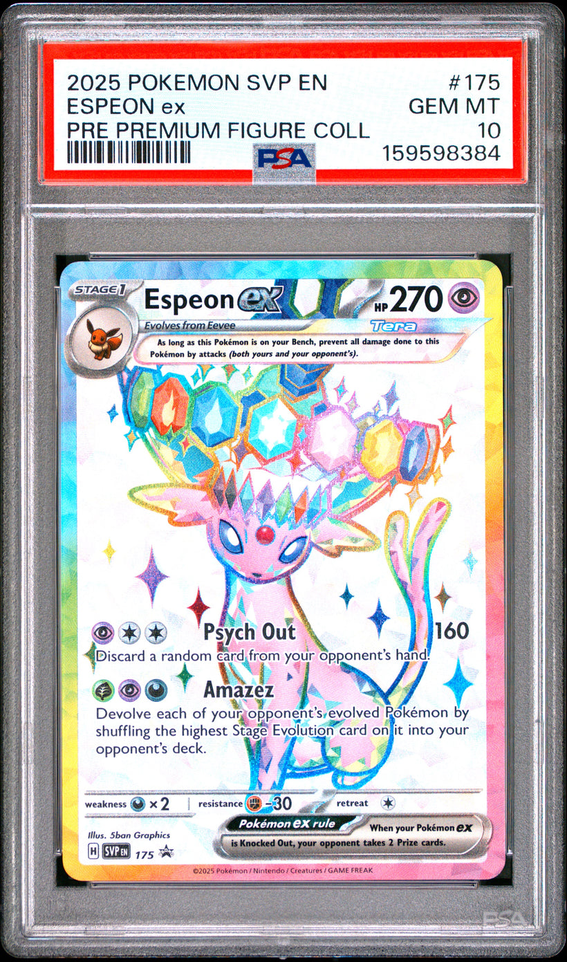 Espeon ex #175 PSA 10, front of the slab