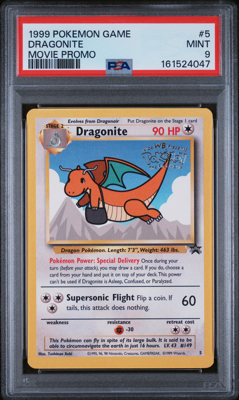 Dragonite Movie PSA 9, front of the slab