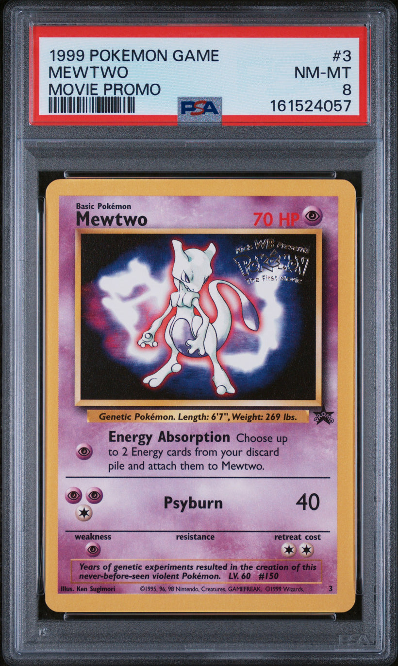 Mewtwo Movie Promo PSA 8, front of the slab