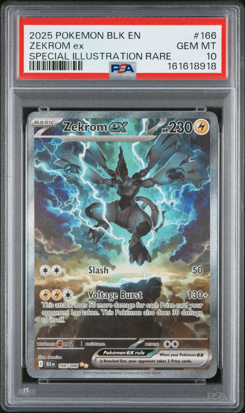 Zekrom ex BLK 166/086 PSA 10, front of the slab