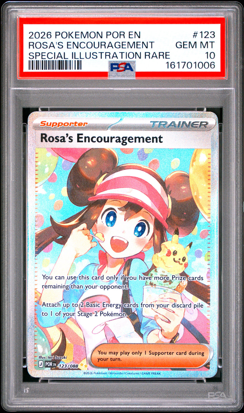Rosa's Encouragement PSA 10, front of the slab