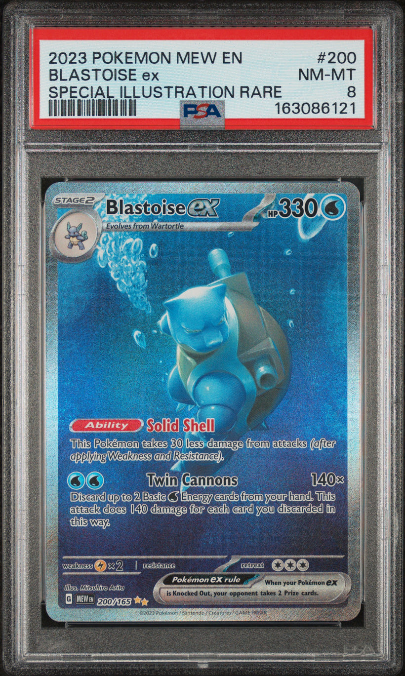 2023 Pokemon 151 Blastoise ex #200/165 Special Illustration Rare PSA 8 NM-MT, front of the slab