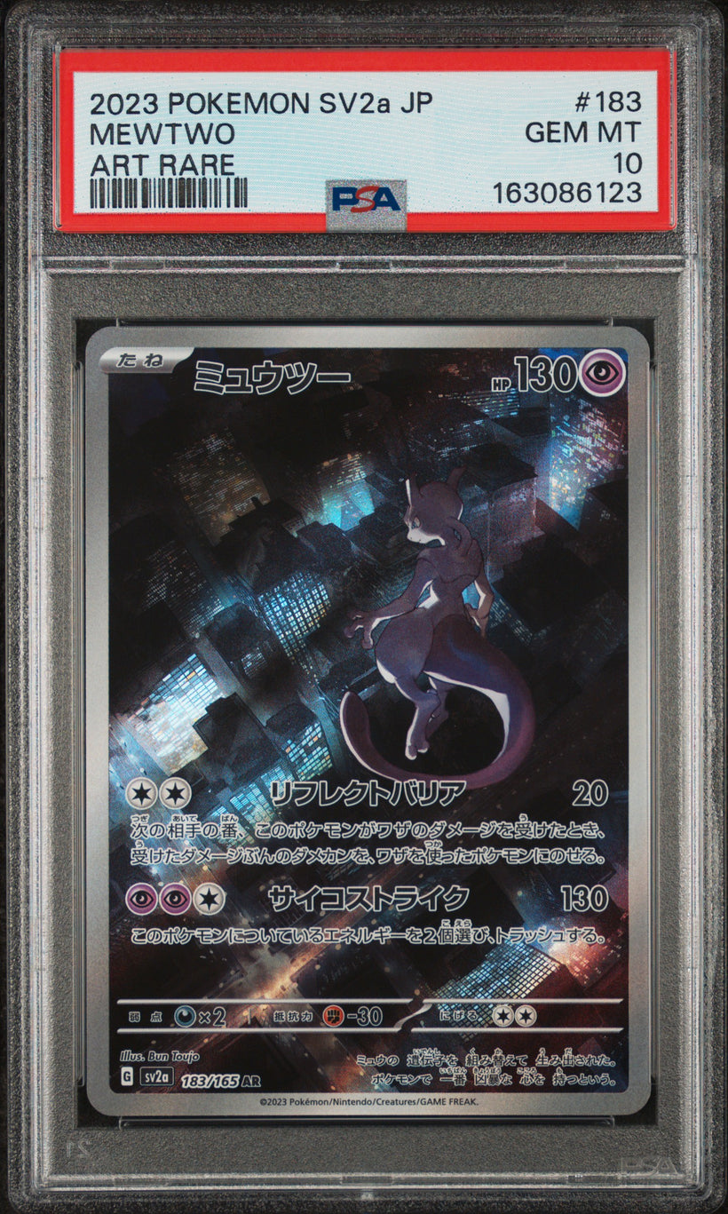 2023 Pokemon Japanese 151 Mewtwo #183/165 Art Rare PSA 10 GEM MT, front of the slab