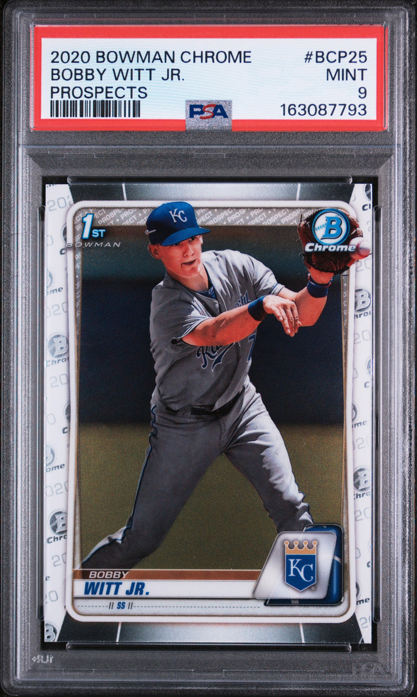2020 Bowman Chrome Prospects Bobby Witt Jr. #BCP25 PSA 9 MINT, front of the slab