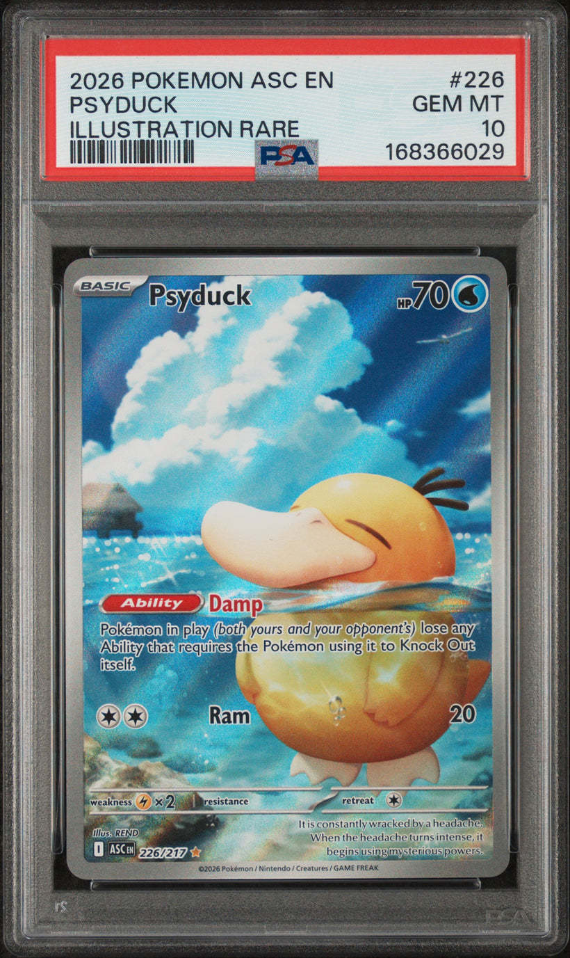 Psyduck ASC 226/217 PSA 10, front of the slab