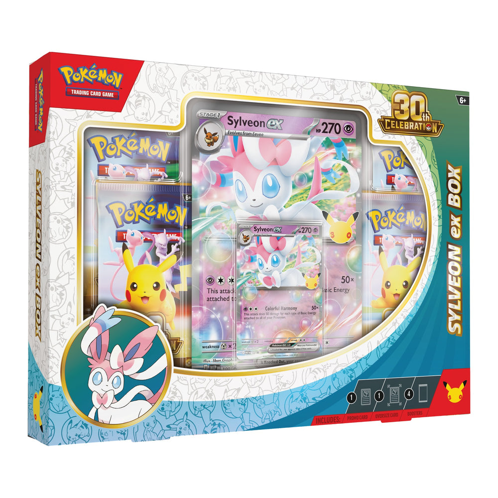 Pokemon TCG: 30th Celebration Pokemon ex Box, Sylveon ex style, one box from this sealed case of 6 with assorted styles
