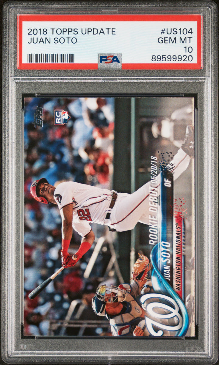 2018 Topps Update Juan Soto #US104 RC PSA 10, front of the slab