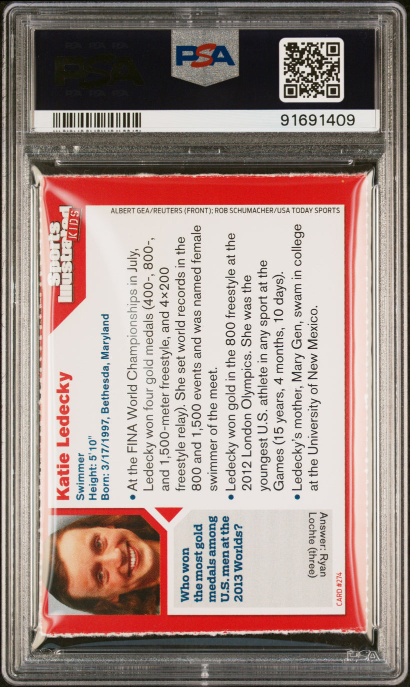 2013 S.I. for Kids Katie Ledecky #274 Rookie PSA 7 NM, back of the slab