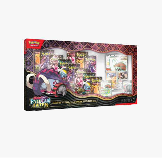 Pokemon Paldean Fates Great Tusk ex and Iron Treads ex Premium Collection
