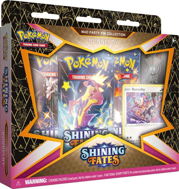 Pokemon TCG Shining Fates Mad Party Pin Collection Bunnelby sealed box
