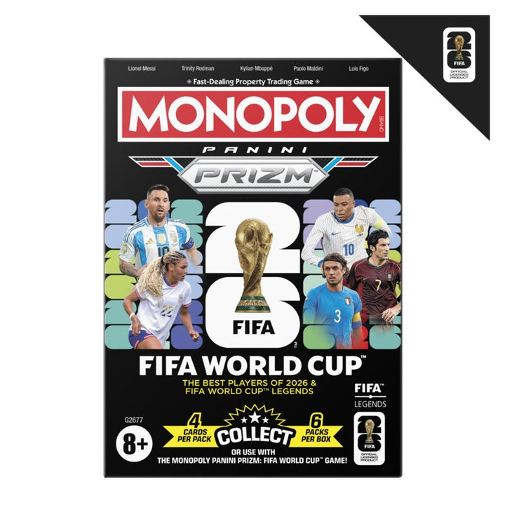 Monopoly Panini Prizm FIFA World Cup Trading Cards Booster Box, 6 packs of 4 cards, factory sealed