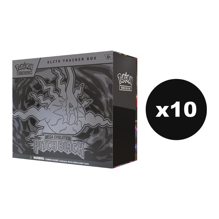 Pokemon Mega Evolution: Pitch Black Elite Trainer Box Case, 10 Boxes