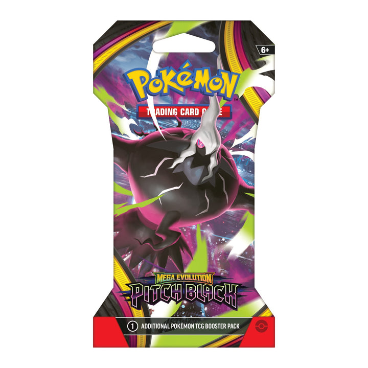 Pokemon Mega Evolution: Pitch Black, one sleeved booster pack from this sealed case of 144, Mega Darkrai art shown