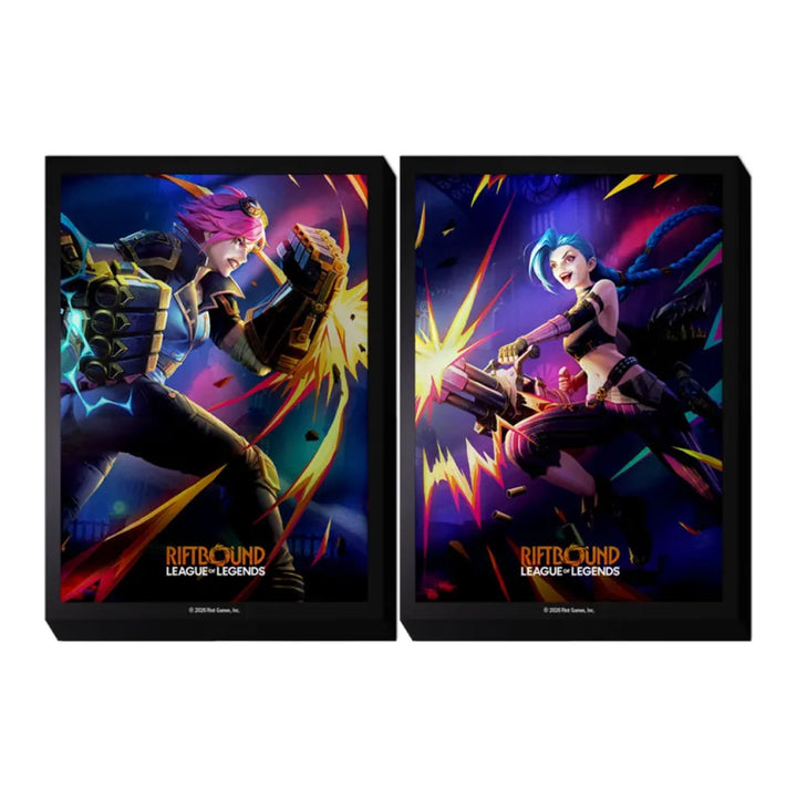 Riftbound League of Legends TCG Vendetta art card sleeves, Vi vs Jinx, 100 count