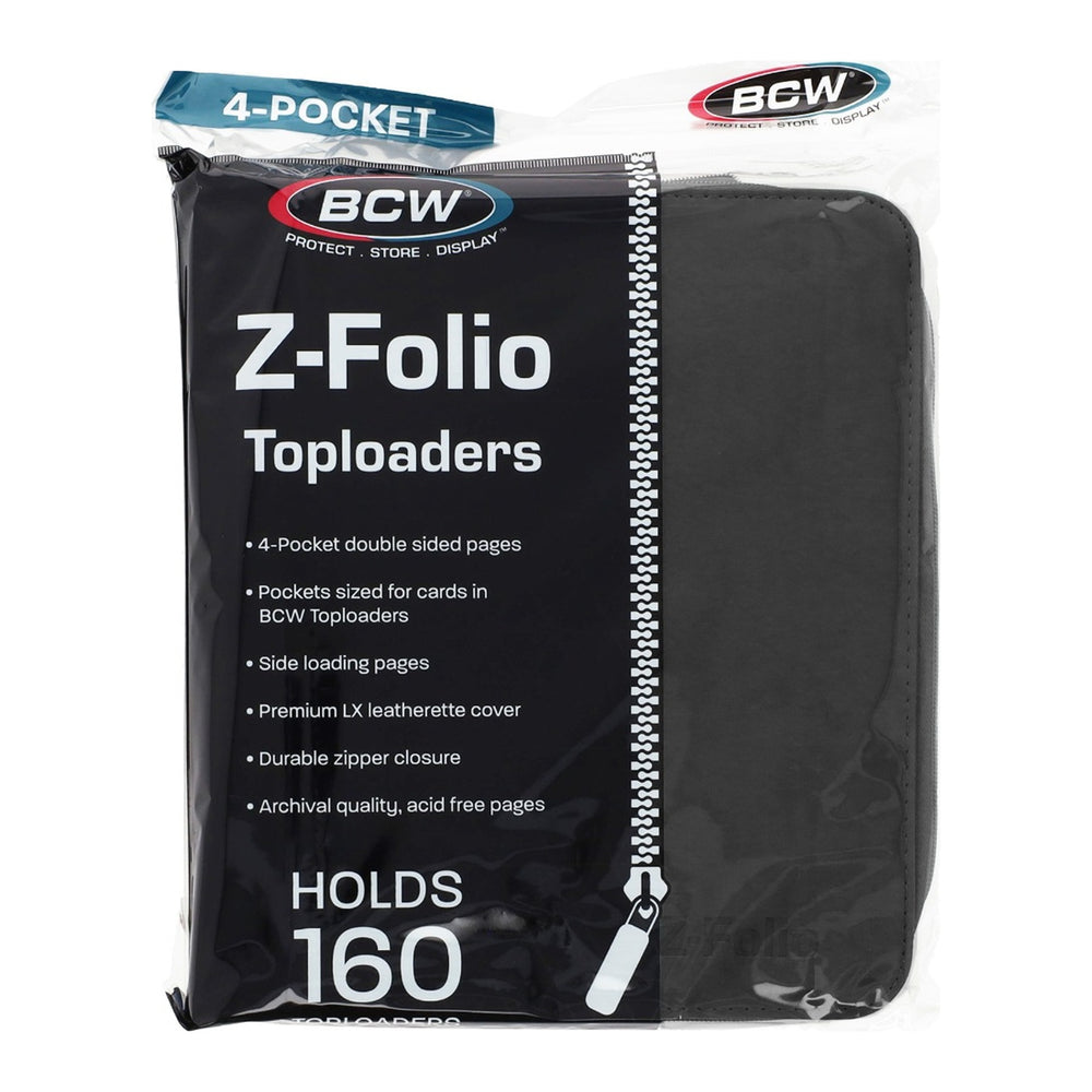BCW Z-Folio 4-Pocket LX Toploader Binder, Black