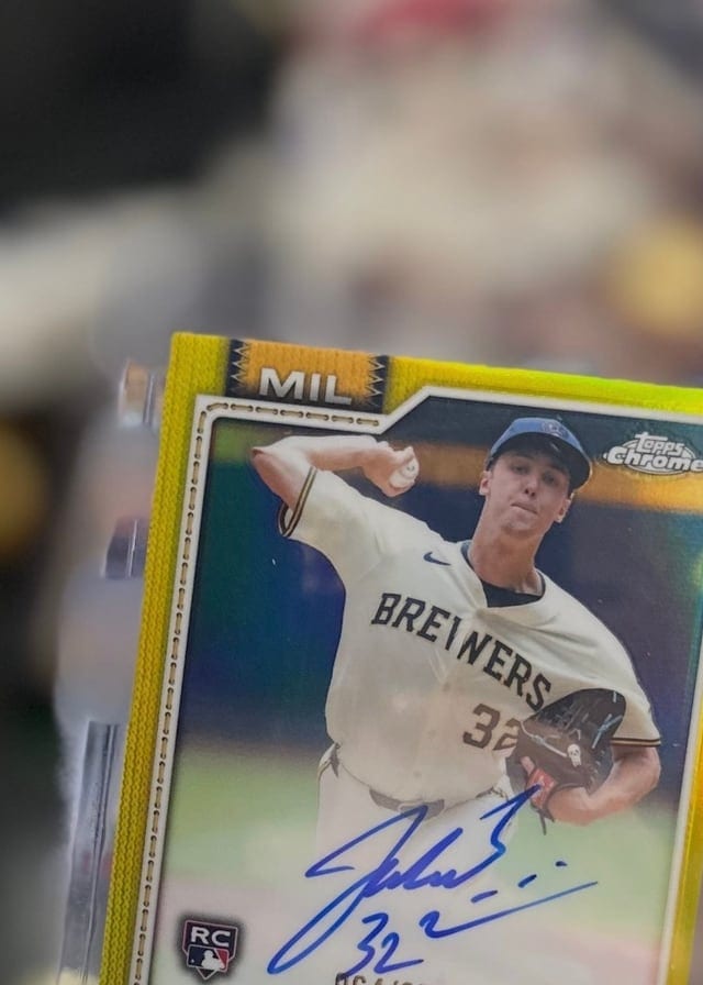 Bowman Chrome Brewers prospect gold autograph pulled live at Break Boss