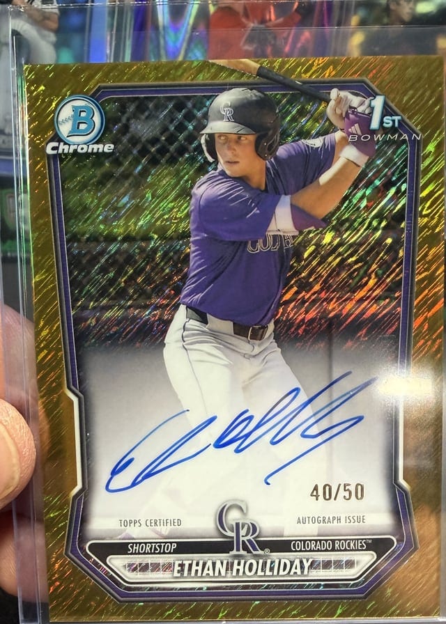 Bowman Chrome Rockies prospect autograph 40 of 50 pulled live at Break Boss
