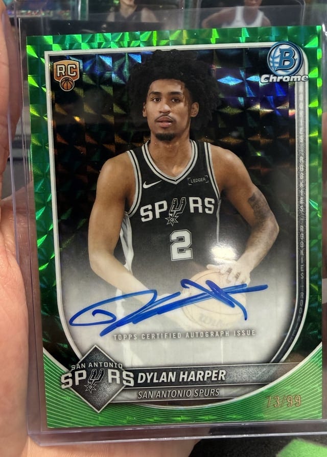 Dylan Harper Bowman Chrome green autograph pulled live at Break Boss