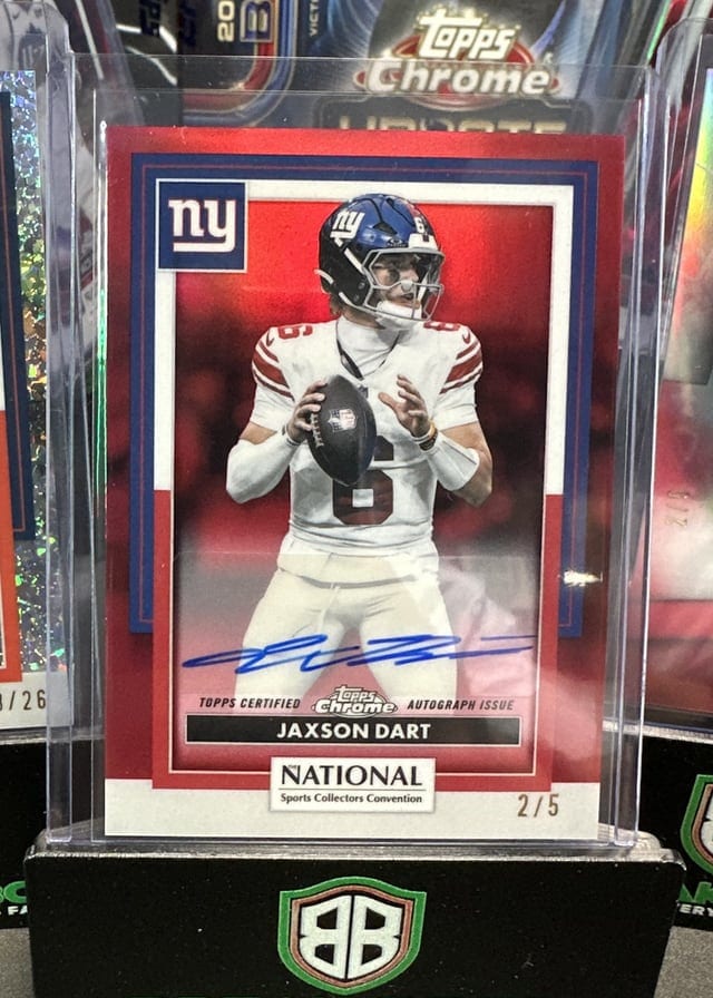 Jaxson Dart Topps Chrome National Convention autograph 2 of 5 pulled live at Break Boss