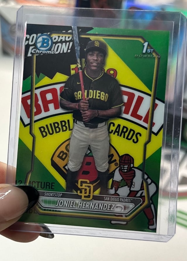 Joniel Hernandez 1st Bowman Chrome Bazooka insert pulled live at Break Boss