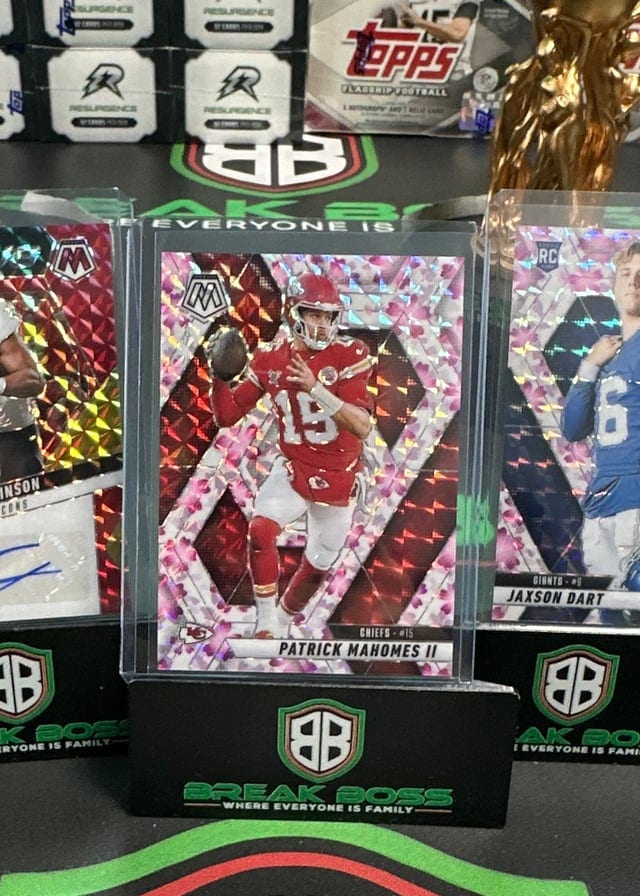 Patrick Mahomes Mosaic red sparkle prizm pulled live at Break Boss