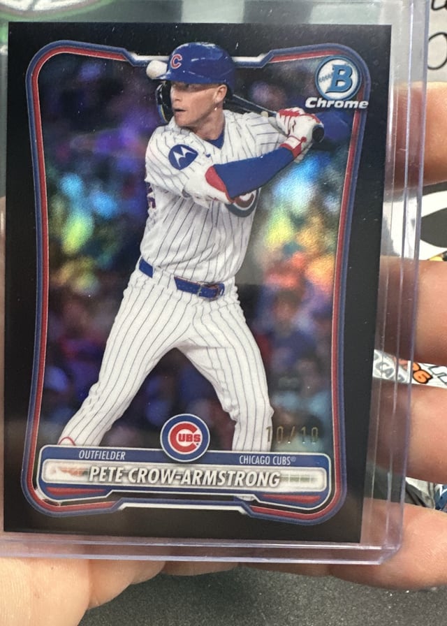 Pete Crow-Armstrong Bowman Chrome refractor 10 of 10 pulled live at Break Boss