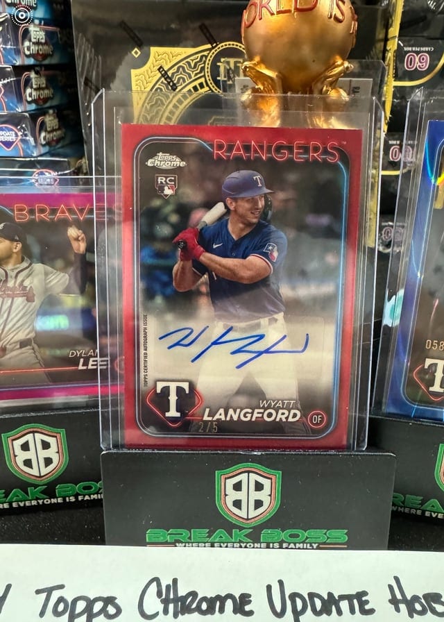 Wyatt Langford Topps Chrome autograph pulled live at Break Boss