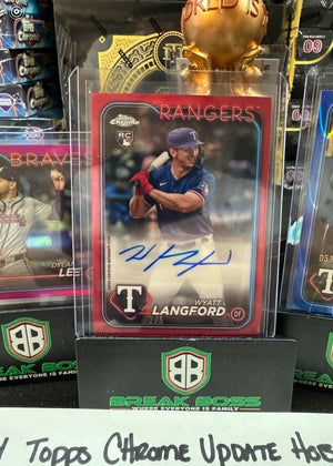Wyatt Langford Topps Chrome autograph pulled live at Break Boss